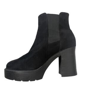 SODA brand boots chunky heel black suede Y2K thick sole and block square SZ 7.5